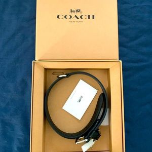 NWT Coach black leather dog collar with charms
